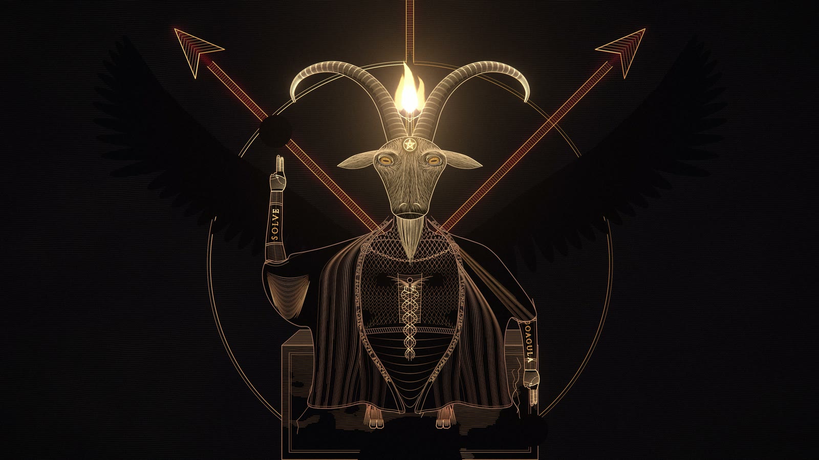 Baphomet dimming as the arrows of the Chaos Star go out one by one